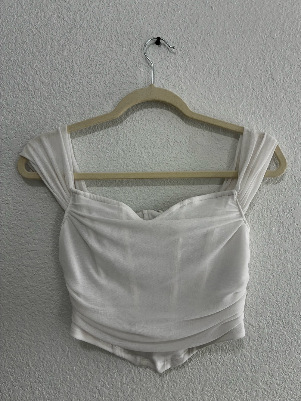 SHEIN White Draped Wide-Strap Crop Top